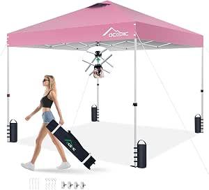 Acepic 10x10 Pop Up Canopy Tent, Easy Setup Portable Shelter, Pink, 10 * 10