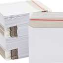 100 Pack 6x6 Rigid Mailers - 450 GSM Thick and Sturdy - Self Sealing Stay Flat Cardboard Envelopes for Mailing CDs, DVDs (White) - Cardboard Mailers