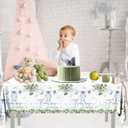 3 x 3 Pack Baby Shower Tablecloth Decoration,Watercolor Greenery A Sweet Baby Boy Is On The Way Baby Shower Decoration,Waterproof Greenery Baby Shower Tablecloth for Boy Gender Reveal Party Decoration