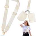 Phone Lanyard Crossbody with 2 Zipper Wallets, 2 Pcs-Save Girls Phone Strap Crossbody & Wrist Lanyard-1 Pad, Clip & Go Cellphone Strap with Pouch for Women, Universal Lanyard for Travel (Beige), Small
