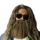 CrazyCatCos Thor Men Long Curly Golden Brown Mustache Wig Halloween Cosplay Wig One size