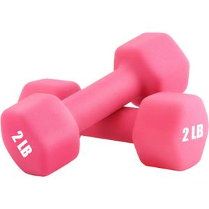 Portzon Weights Dumbbells 10 Colors Options Compatible with Set of 2 Neoprene Dumbbells Set, 2 LB, Anti-Slip, Anti-roll, Hex Shape (Pink)