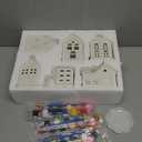 Beeveer Set of 6 Ceramic Christmas Village House Paint Craft Kit Blank Ceramic Plaster Keepsake Pigment Palette Brushes Included for Xmas Holiday Party Art DIY Project Tabletop Decoration