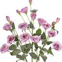 34.5" Purple Artificial Flowers Silk Fake Flower 3Pcs Eustoma Lisianthus Flowers with Long Stem Faux Flowers Arrangement Branch with 4 Heads for DIY Wedding Party Centerpiece Bouquet Table Home Decor