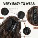 FLUFYMOOZ Wavy Curly Claw Clip Ponytail - Natural Synthetic Hairpiece, 18 Inch (Dark Chocolate Brown)
