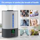 6L Humidifiers for Bedroom Large Room Home, Cool and Warm Humidifiers for Baby and Plants Mist Top Fill Desk Humidifiers Essential Oil Diffuser, Quiet with Adjustable Mist,360Nozzle-Grey