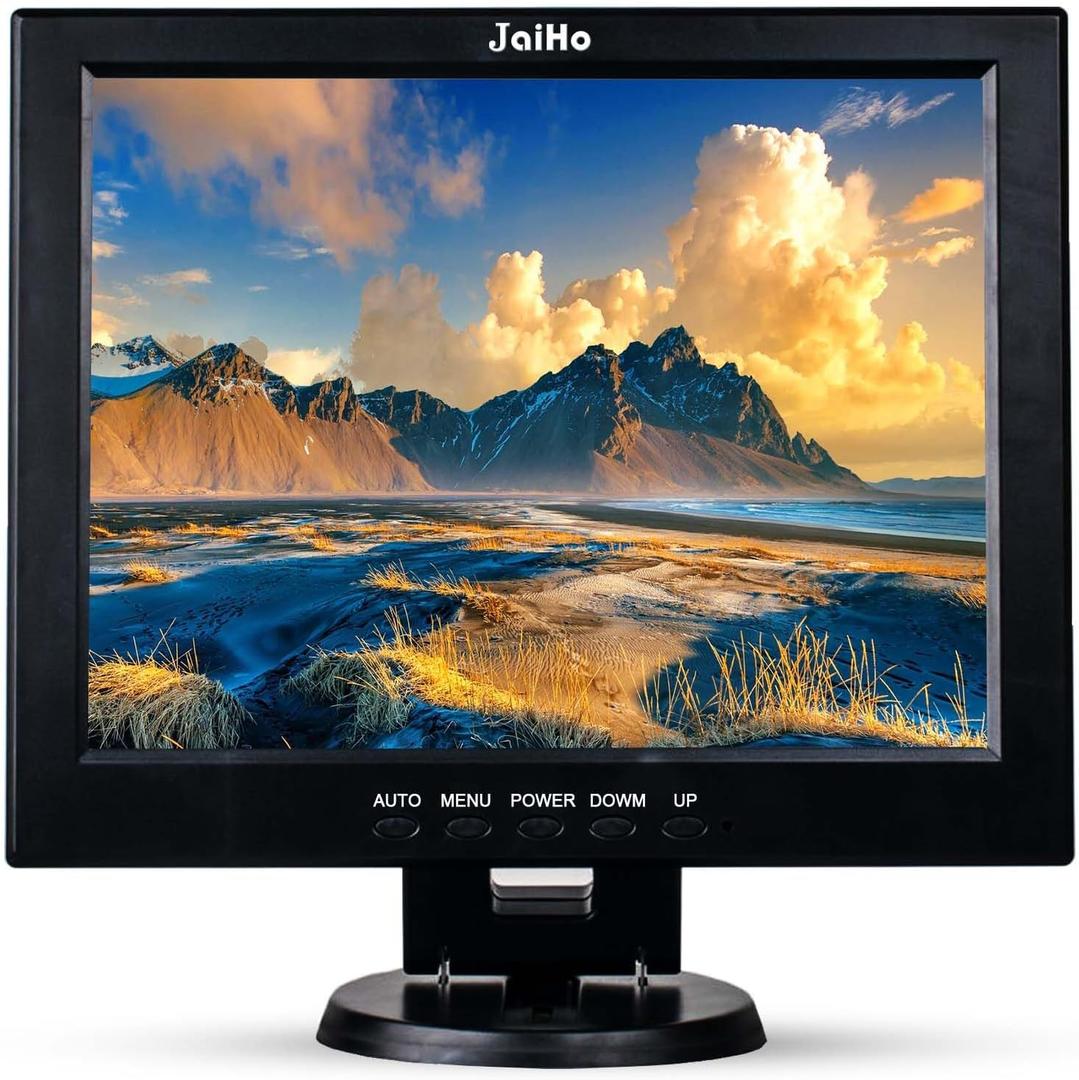 JaiHo 12 Inch LCD Security CCTV Monitor, 800x600 4:3 Resolution Color TFT LCD Display Screen with VGA/HDMI/AV/BNC/MIC USB Ports for Surveillance Camera, STB and Other Video Equipment