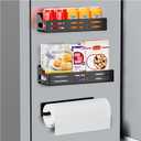 Carwiner 3 Pack Magnetic Spice Rack for Refrigerator with Paper Towel Holder, Magnetic Refrigerator Organizer, Strong Magnetic Fridge Shelf, Rustproof Side Fridge Storage Rack for Kitchen (Black)