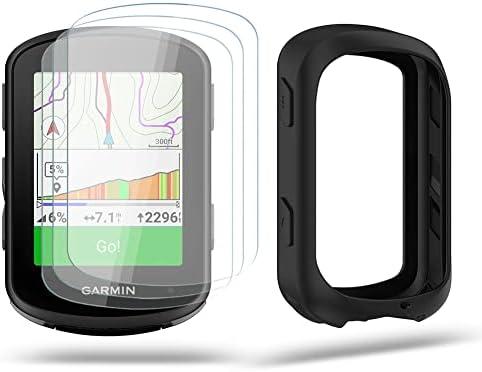 HUADU Screen Protector for Garmin Edge 840 Solar/Edge 540 GPS and Silicone Case Cover,Tempered Glass Film Anti Scratch High Definition Full Coverage