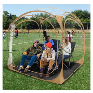 Pop Up Sports Tent - Clear Bubble Tent With Thick PVC, Scratch-Resistant - Instant Weather Proof Pod With Extra Top Cover for Soccer, Football Games, Outdoor Events - 1-6 Person