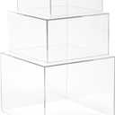 Red Co. Set of 3 Crystal Clear Acrylic Cube Display Nesting Risers with Hollow Bottoms, Transparent (6",7",8" - 1 Pack)