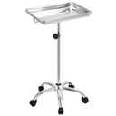 QWORK Medical Tray Instrument Stand with Mobile 5 Caster Base - 31-50" Adjustable Height Stainless Steel Medical Doctor Tattoo Tray