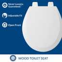 Bemis 550TTT Open Front Durable Wood Toilet Seat, Secure Hinges Stay Tight, Made in USA, Round, White