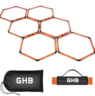 GHB Hex Agility Rings Speed Rings with Carrying Bag 6 Set Portable Hexagon Rings, Agility Ladder for Agility Footwork Training