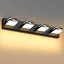 LED Modern Bathroom Vanity Light Fixtures 4-Light 5CCT Dimmable Matte Black Vanity Lights for Bathroom Lighting Fixtures Over Mirror, with 350 Rotatable Acrylic Heads, 28-inch