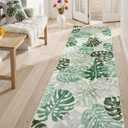 Wonnitar Leaf Washable 2x6 Rug Runner, Tropical Green Bathroom Rugs Runner Kitchen Carpet, Non-Slip Monstera Plant Non-Shedding Low Pile Accent Mat for Hallway Bedroom Closet