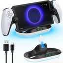 Charging Stand for PS Portal Remote Player, PS Portal Charging Dock with Light Modes, PS Portal Stand Charger, Portal Dock Station with Magnetic Connector, PS Portal Holder Base, PS Portable Game (Black & White)