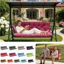 Outdoor Swing Cushions, 3 Seat Porch Swing Cushion Replacement with Backrest, for Outdoor Furniture, for Porch Garden,Patio,Backyard Bench Cushion (Wine Red 60 * 40 in)