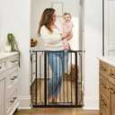 Regalo Safety 36" Extra Tall Baby Gate for Doorways & Bottom of Stairs, Pressure Mounted Walk Through Gate for Babies, Toddlers & Pets, Tested & Safe for 30 Years, American Designed, American Owned (Black)