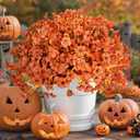 2 x 20 Bundles Artificial Fake Fall Plants Flowers for Outdoor Decorations, Fake Mums Silk Colorful Daisy Realistic UV Resistant, Fall Fake Flowers for Outside Home Planter Porch Patio Autumn Decor (Orange)