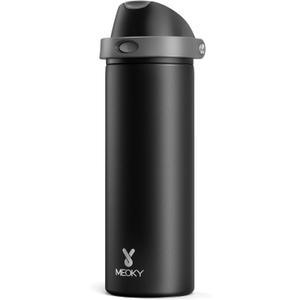 24 oz Insulated Water Bottle for Sports: Meoky Stainless Steel Water Bottle with 2-in-1 Straw and Spout Lid - Leak Proof, Cold for 24 Hours, Fits in Car Cup Holder, BPA-Free for Travel Gym, Night