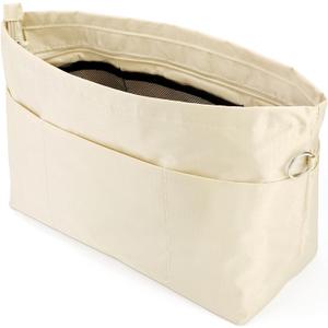 Time Wing Handbag Tote Purse Organizer Insert Bag Liner Shaper Divider Zipper 11 Pockets Compartments X Large Beige