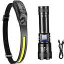 Led Headlamp and Led Flashlight, Ultra-Light Bright LED Rechargeable, Motion Sensor, Camping, Outdoor Tactical, High Lumens, All Around General Use