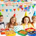 Hoolerry 25 Pcs Block Building Party Favor 5 lb Paper Food Trays Large Brick Theme Party Disposable Serving Tray Snack Tray for Food Building Block Birthday Baby Shower Decor (Bright Color)