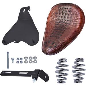 labwork Motorcycle Crocodile Style Leather Cushion Solo Seat with Cushion Spring Base Plate Bracket