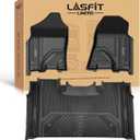 LASFIT Floor Mats 2019-2024 for Ram 1500 Crew Cab (NOT Fit for Classic Model) with Folded Rear Under-Seat Storage 4 Full Size Doors Bucket Seat, All Weather TPE Custom Fit 1st & 2nd Row, Black
