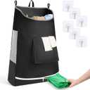 Hanging Laundry Hamper Bag, Extra Large Storage Space (30"x21"x4"), with 6 Hooks, Suitable for Dirty Clothes Storage, Wall Mounted and Door Mounted Laundry Basket, 21"L x 4"W x 30"H
