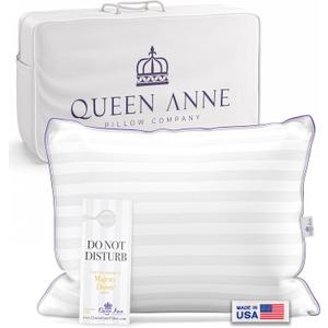 Queen Anne Luxury Hotel Down Alternative Pillow - Majesty Down - Synthetic Allergy Free Hypoallergenic Bed Pillow - Made in USA (Standard Medium)