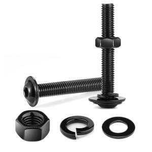 M6 x 40mm Flanged Button Head Socket Cap Screws Bolts, Nuts, Flat & Lock Washers, 10Pcs 18-8 (304) Stainless Steel, Fully Threaded, Black Oxide by SG TZH (with Hex Spanner)