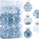 60MM/2.36" Christmas Ornaments Set, 30pcs Clear Christmas Ornaments Blue Shatterproof Decorative Baubles for Xmas Tree Decorations Crystal Ornament Balls for Wedding Holiday Party Indoor Outdoor Decor