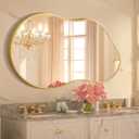 Dorlicecass Irregular Wall Mirror - Wall Mirrors Decorative 20"x36" Gold Asymmetrical Mirror Tempered Glass Aviation Aluminum Alloy Frame for Bathroom, Bedroom, Living Room, Cloakroom, Entryway