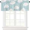 Valance Curtains for Kitchen Window, Blue White Cloud Cartoon Kids Rod Pocket Valances Window Treatments Short Curtains for Bedroom/Living Room,54" X 18" -1 Panel