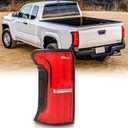 Full Led Taillight Assembly for 2024 2025 2026 Toyota Tacoma OE Factory Style Red w/o Tailgate Switch Tail Rear Brake Light Lamp Left Driver Side,Chrome Housing Clear Lens