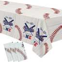 Baseball First Birthday Party Supplies Tablecloth -Disposable Rookie of The Year 1st Birthday Decorations Tablecover, Baseball One-Year-Old Party Table Cloth - 3 Pack (54in x 108in)
