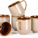 LERATIO 12OZ Ceramic Coffee Mugs Set of 6, Large Porcelain Coffee Cups With Large Handle For Latte,Cappuccino,Milk,Cocoa,|Dishwasher&Microwave Safe Mug Sets,Ideal for Man,Woman,Dad, Mom-Kahki (reactive glaze-1)