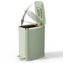 CEROELDA Small Bathroom Trash Can with Lid Soft Close-5L/1.3 Gal Slim Garbage Can-Metal Step Wastebasket-Rectangle Narrow Waste Bin for Office, Bedroom, Toilet, Live Room-Green (1.3 Gallon, A-Green)