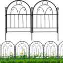 Decorative Garden Fence Border 10 Panels, 21in x 11ft Rustproof Metal No Dig Fence Animal Barrier for Dog, Arched Flower Bed Edging Section Panel Fencing for Yard Landscape Patio Outdoor Decor, Black