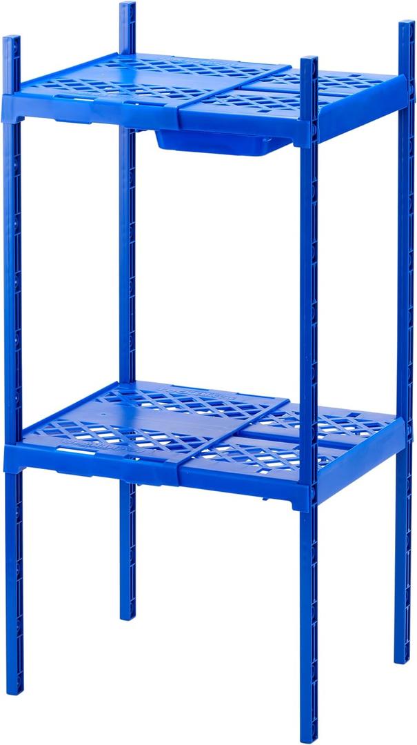 LockerMate Double Locker Shelf, Adjustable Width and Height to Fit Most School Lockers, Blue, 10 inches x 7.5 inches x 24.25 inches