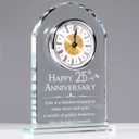 YWHL 25th Wedding Anniversary Clock Gifts for Couple, 25 Year Anniversary Keepsake Gifts for Husband/Wife, Glass Clock Decoration for 25 Years for Marriage (Battery not Included)