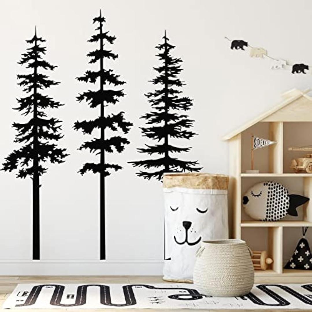 Pine Tree Wall Decor Decals for Kids Room Baby Nursery Room Decor High Tree Wall Stickers Christmas Home Decoration BA754 (Black, 50inch Tall) Pine Tree Wall Decor Decals for Kids Room Baby Nursery Room Decor High Tree Wall Stickers Christmas Home Decoration BA754 (Black, 50inch Tall)