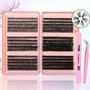 Gmagictobo Lash Clusters Kit Wispy Lash Clusters 595Pcs Individual Lashes Clusters Thin Band Lash Extension Kit Lash Glue and Lash Tweezers