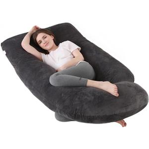 60 Inch Full Body Pregnancy Pillows for Sleeping Cooling Pregnancy Pillow,U Shaped Pregnancy Body Pillow,Maternity Pillows for Pregnant Women with Removable Washable Velvet Cover.(Black)