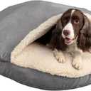 Snoozer Cozy Cave Dog Bed - Indoor Dog Bed with Cover Cave, Covered Calming Burrow for Medium & Large Sized Pets with Blanket Attached, Enclosed, Removable Washable Cover - XL, Heather Gray