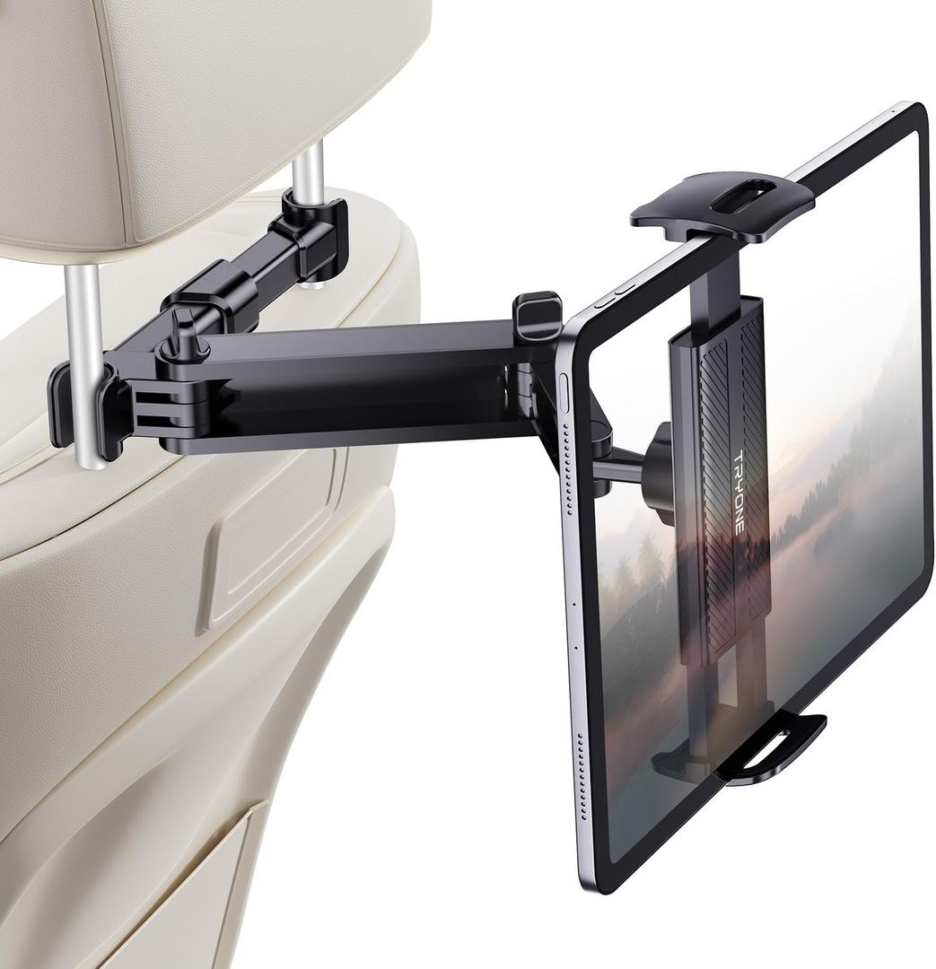 Car Headrest Tablet Holder Mount Stretchable Backseat Tablets Stand for Kids, Car Seat Mounts Compatible with iPad Pro 12.9 Air Mini, iPhone, Galaxy Tab, Switch, All 4.7-12.9" Screen Devices