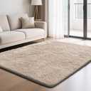 Fluffy Rug Shaggy Area Rug, Beige 5'x8' Area Rugs for Bedroom, Small Bedside Rug, Soft Fluffy Shaggy Entryway Throw Rugs for Living Room Bedroom Kids Room Home Decor