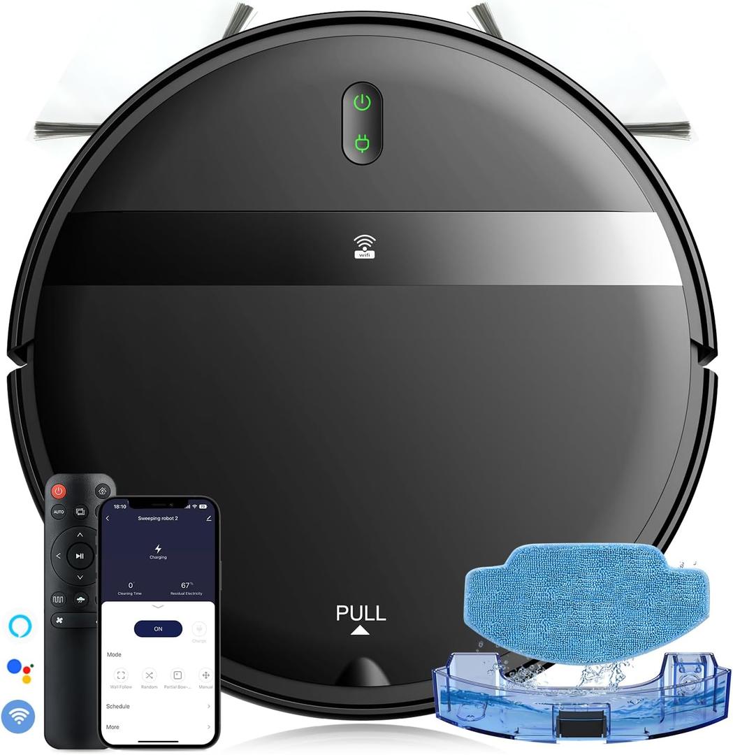 Robot Vacuum and Mop Combo, Tangle-Free Powerful Suction, Robotic Vacuum Cleaner - Alexa & App Scheduling, Long Runtime, Automatic Robot Vacuum Cleaners for Home